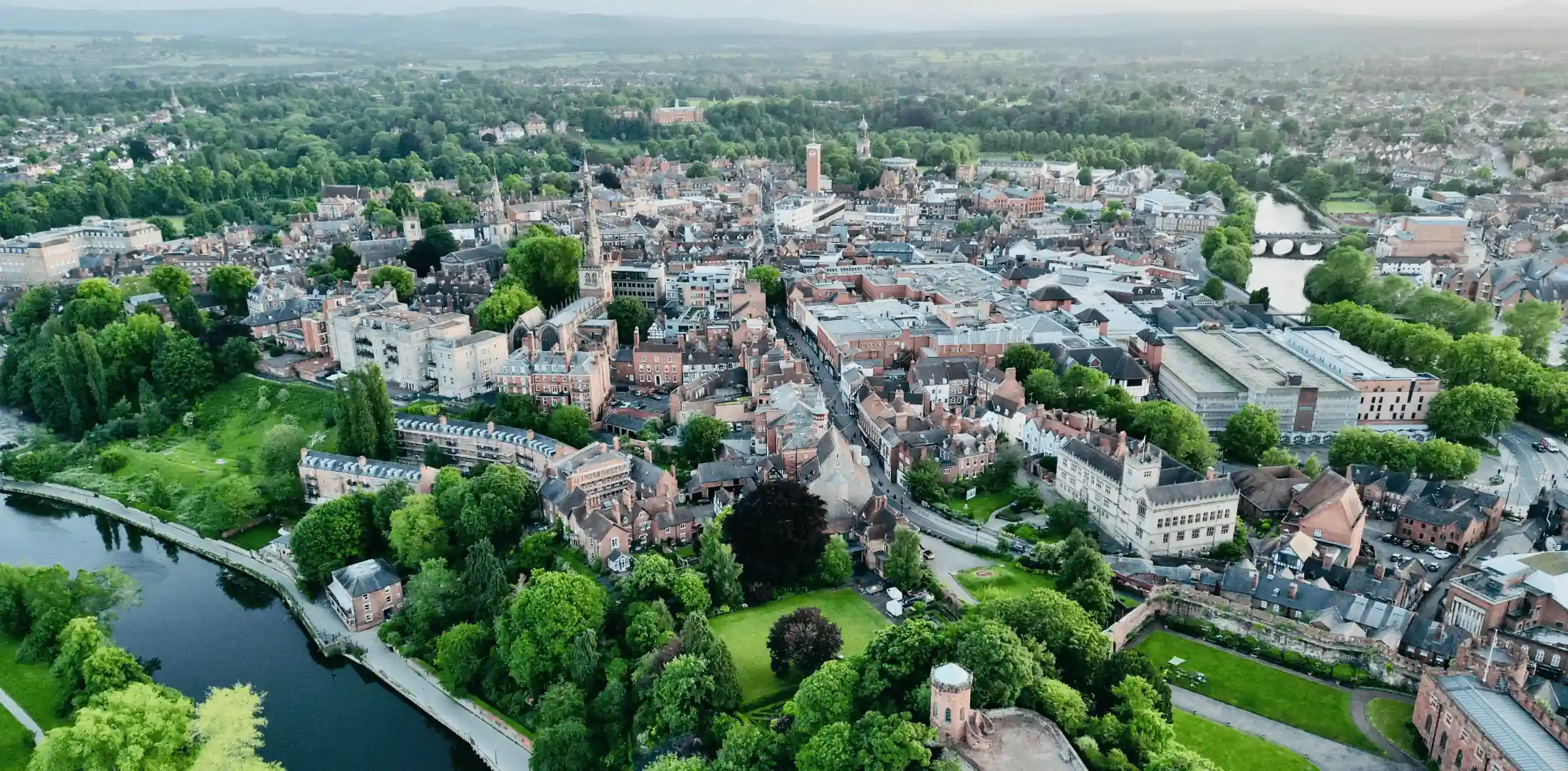 arial view of Shrewsbury